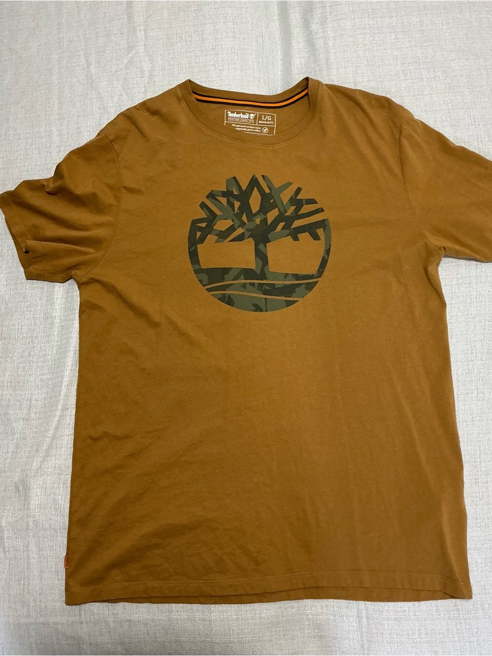 Timberland Camo TreeLogo Graphic T Shirt Brown Size Large